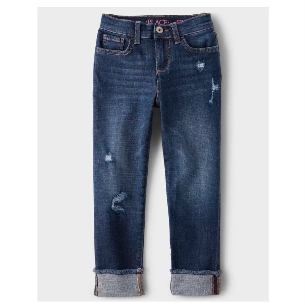 ‎Girls Roll Cuff‎ Straight Jeans - Size 6 - NWT ✨‎👖